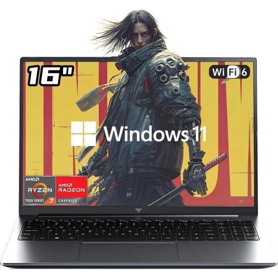 2026 AMD Gaming Laptop with AMD Ryzen 7 7735HS Processor (8C/16T, Up to 4.75GHz) 16 Inch FHD Screen Laptop Compute 16GB RAM 512GB ROM Windows 11 Laptop, HDMI, WiFi-6, Type-C, Webcam, Backlit Keyboard