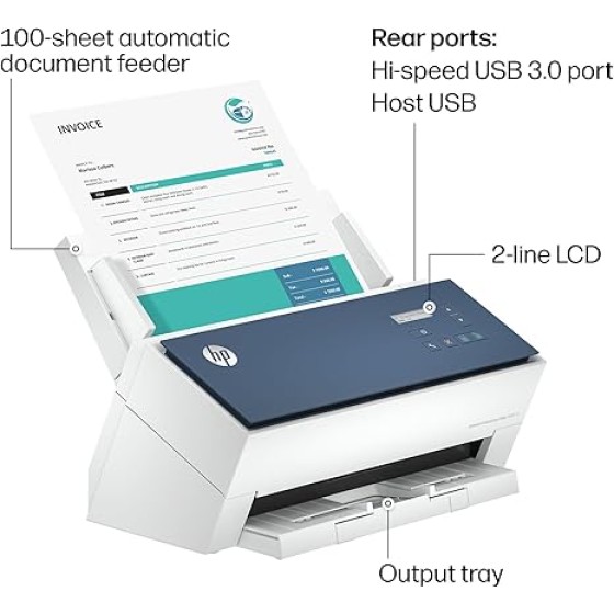 HP ScanJet Enterprise Flow 9000 s1, Fast 2‑Sided Scanner with Auto Document Feeder, Best for Office (8Q4W0A)