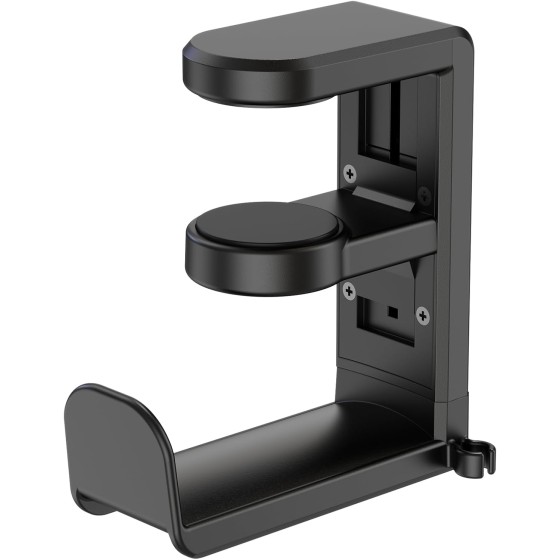 EURPMASK Rotating Headphone Stand - PC Gaming Headset Holder, Adjustable Clamp-on Under Desk Hanger With 360 Degree Swivel & Cable Clip Organizer - Black
