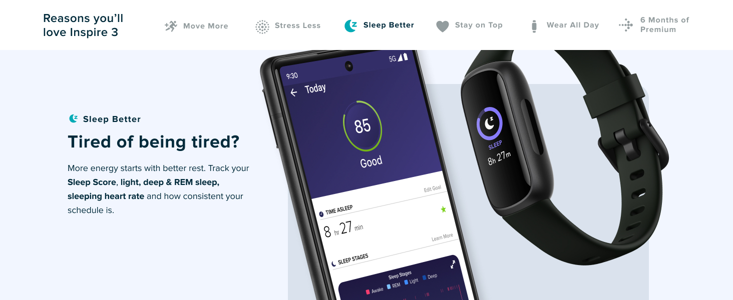 Fitbit Inspire 3 Health and Fitness Tracker with Stress Management, Workout Intensity, Sleep Tracking
